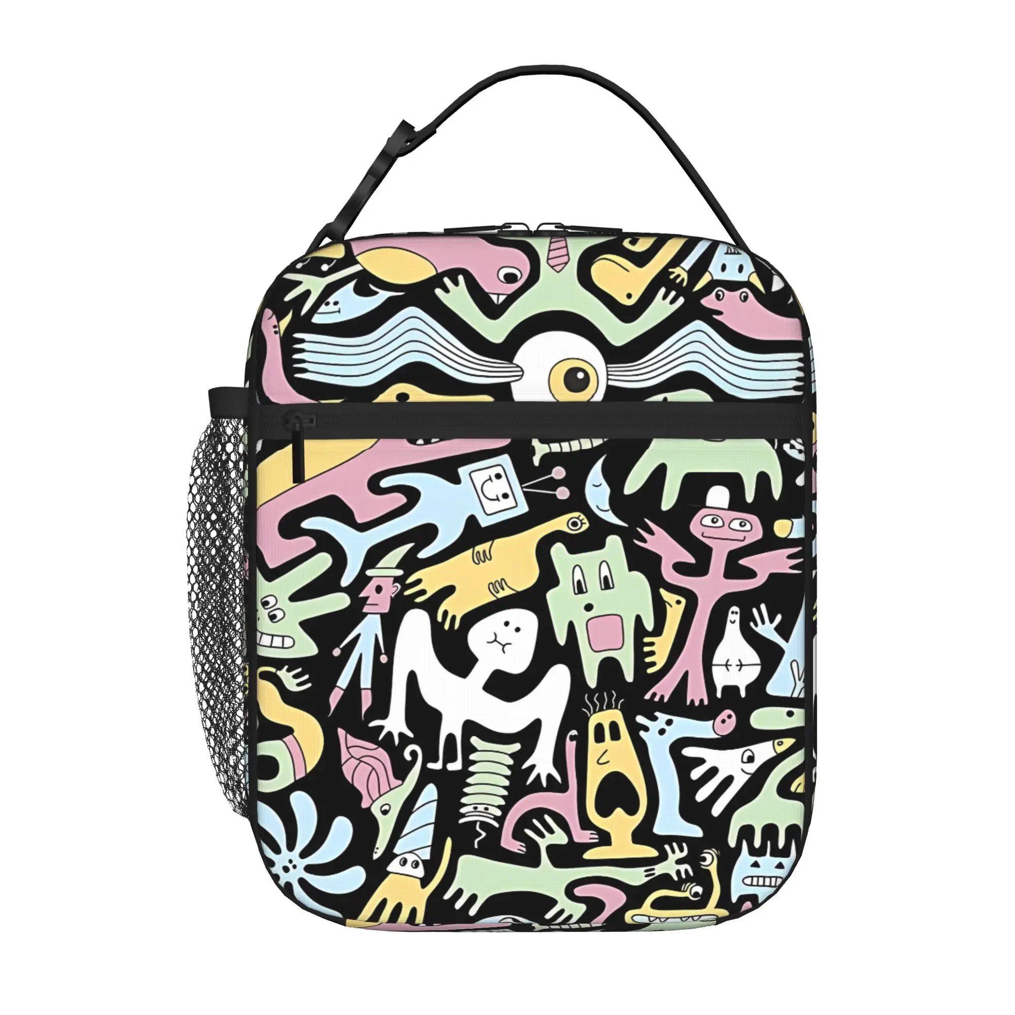 1 Piece Portable Lunch Container Creature Collective Zipper Closure Durable Pocket Back To School For Lunch Box Bag