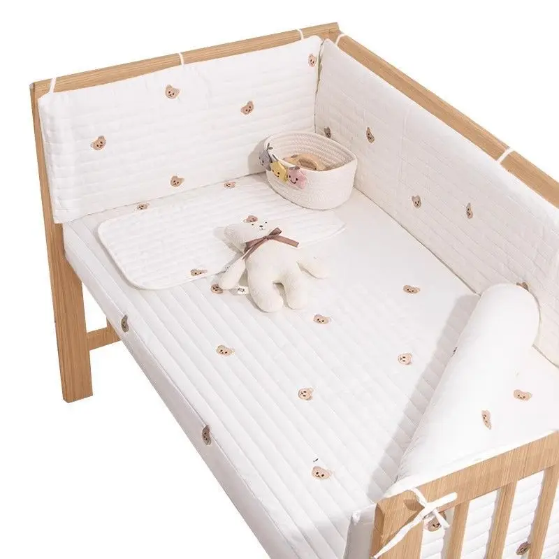 

Pure cotton quilted crib, bed surrounded by children's splicing bed, newborn baby anti-collision buffer removable and washable