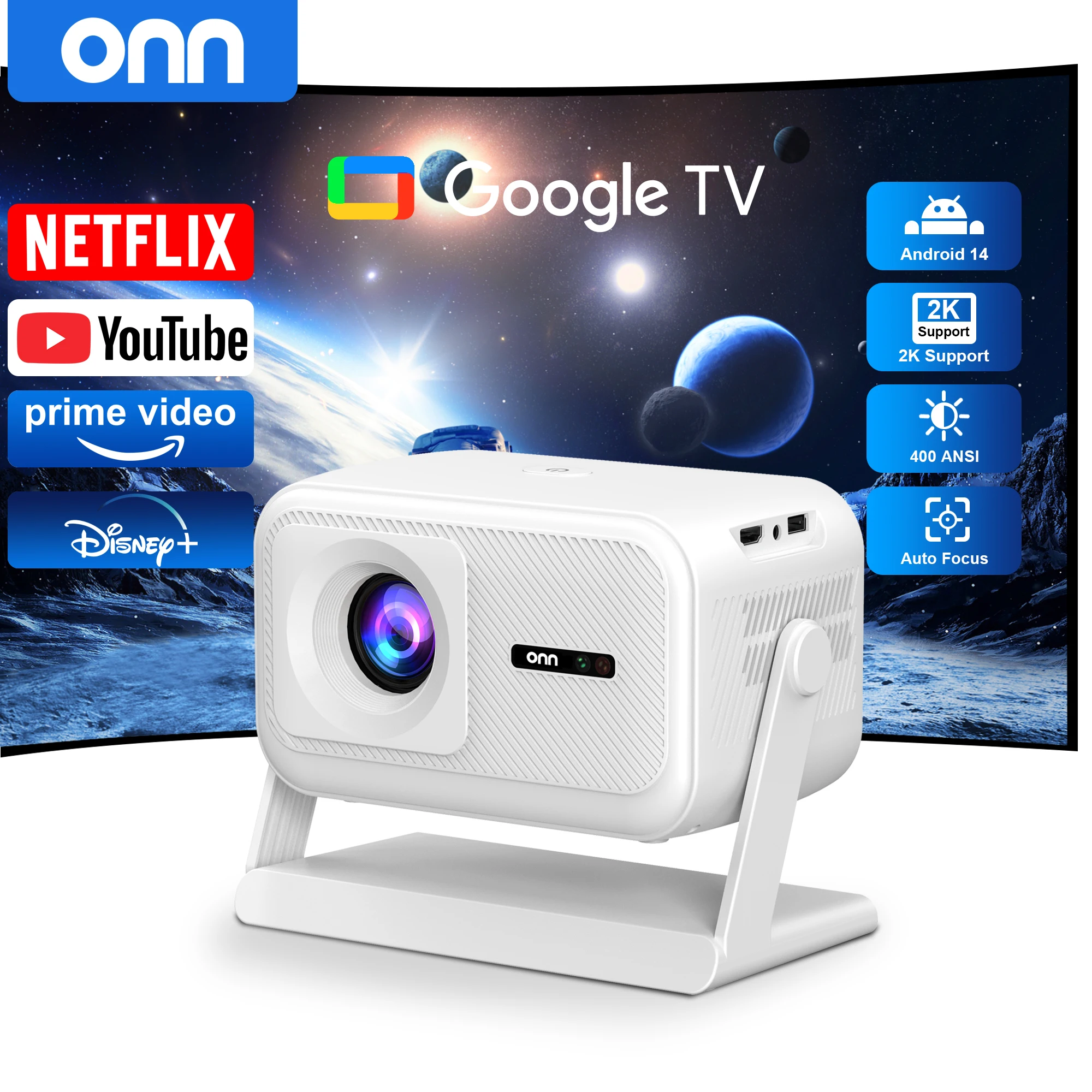 Умный проектор ONN 1080P с And – обзор и цена Auto Focus Keystone Correction Projector
