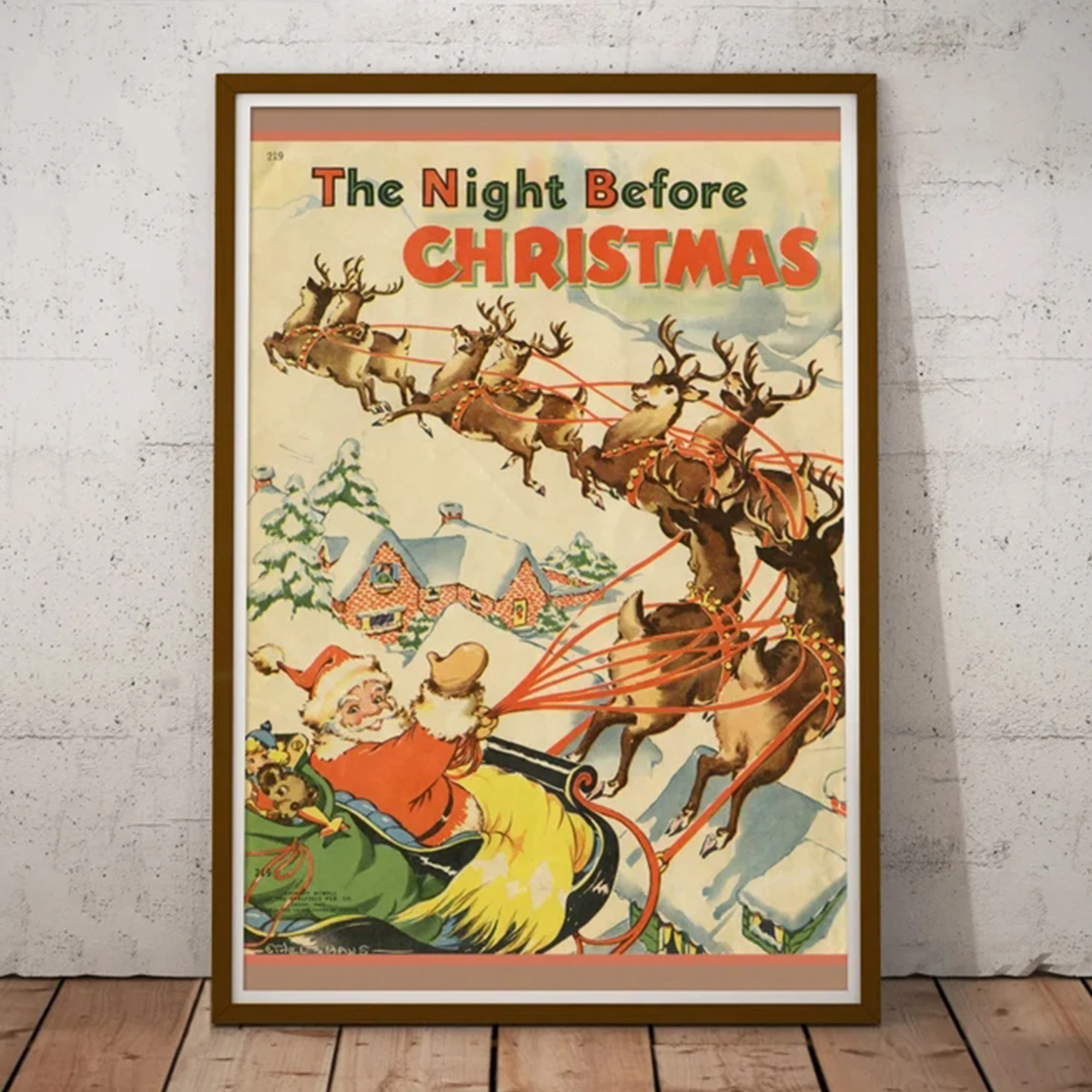 Retro The Night Before Christmas Wall Art Print Canvas Painting Poster Picture For Living Room,Bedroom Home Decor
