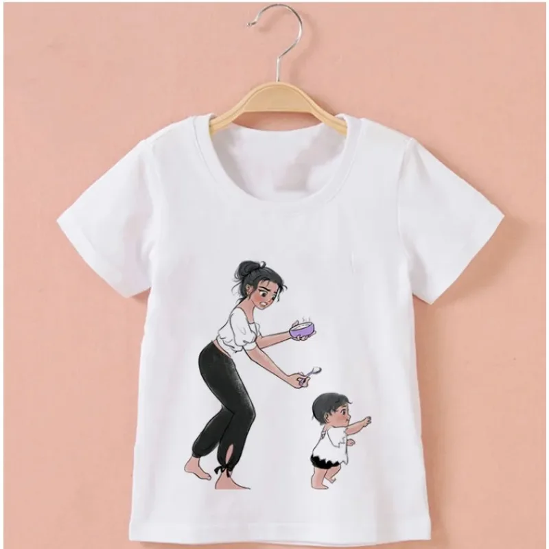 Summer Mom Warm Baby T Shirt Mother's Day Thanksgiving Boy T Shirts for Children Print White Round Neck T Shirt Tops