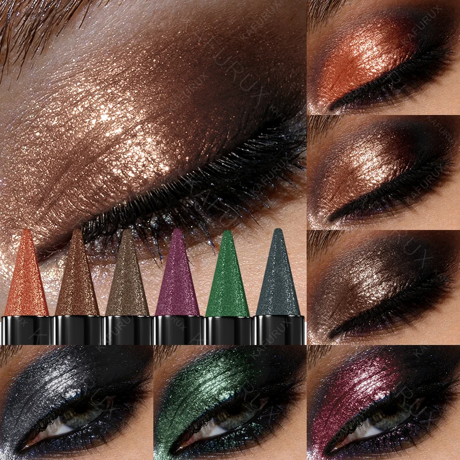 1 Unidade Lápis de Sombra Metálico Marrom com Glitter, Delineador Silkworm, Iluminador, Bastão de Sombra Cremosa Dourado Azul Rosa, Maquiagem Coreana