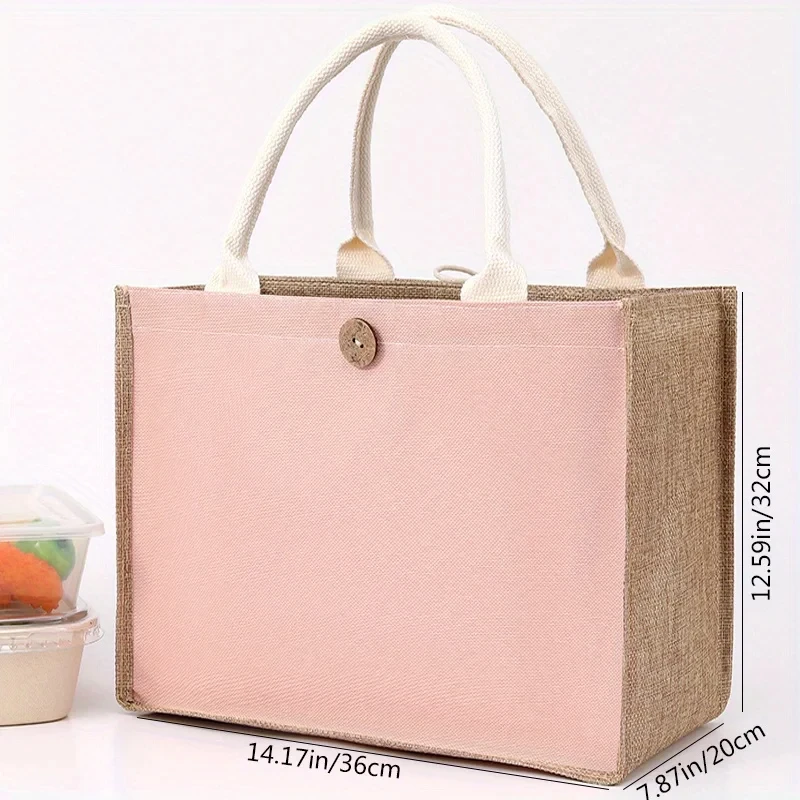 Fashion Simple Canvas Single Shoulder Bag Jute Handbag Student Handlend Lunch Box Bag Multipurpose Eco Shopping Bags