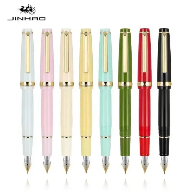 jinhao 82 caneta tinteiro caneta de tinta acrilica rotacao dourada ef f nib elegante material escolar de escritorio de negocios caneta de escrita papelaria 01