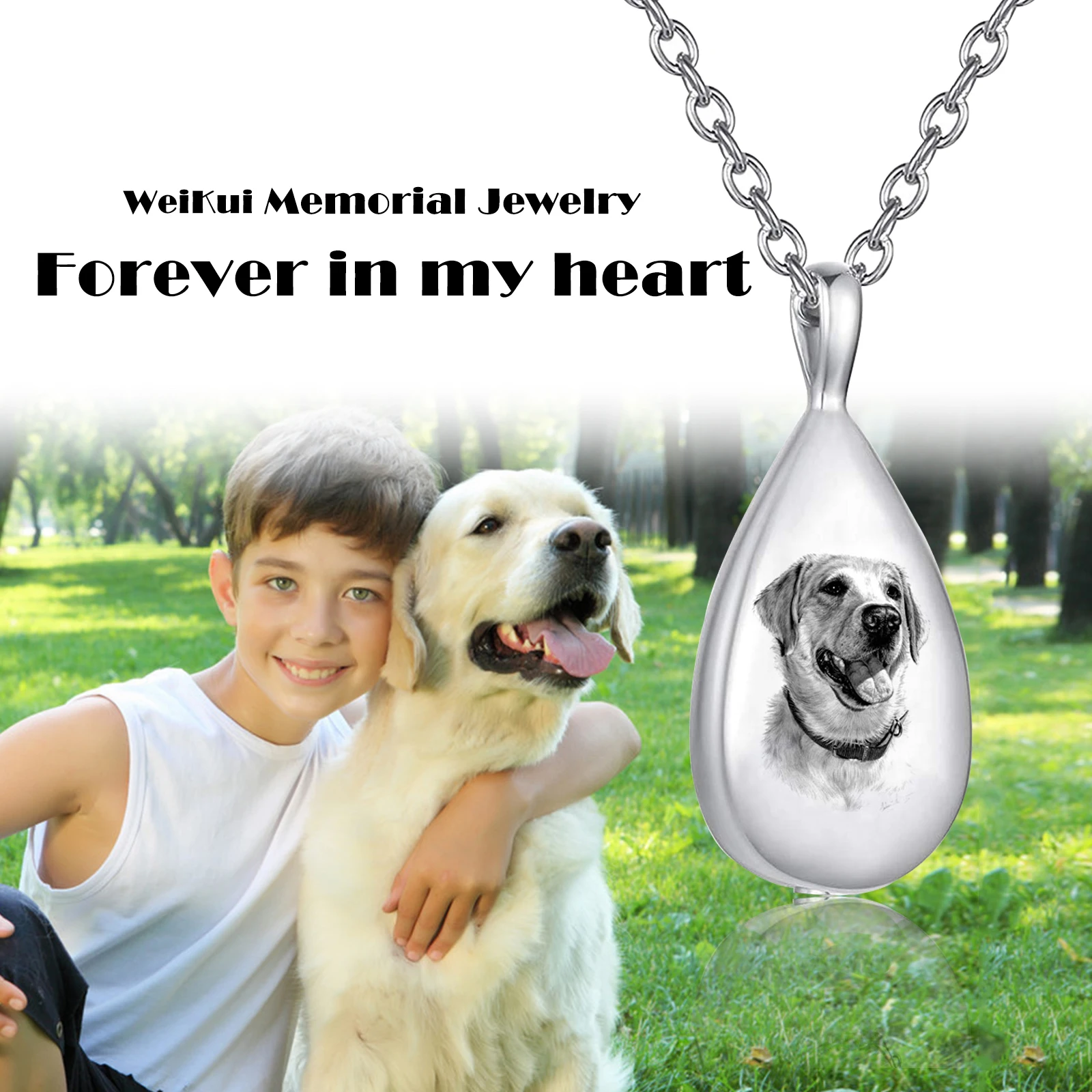 Pet Memorial Urn Necklace For Memory  Jewelry Personalized Dog  Engraved Cat Puppy Pet -- With funnel filling tool