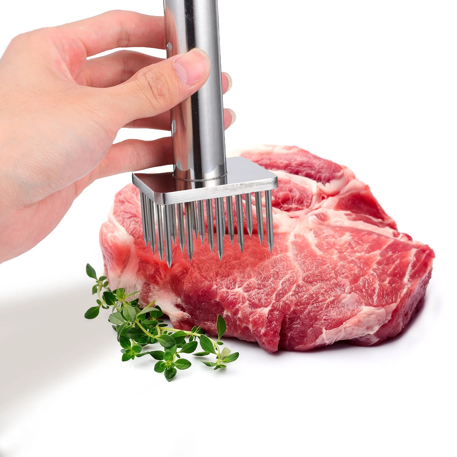 

Stainless Steel Pork Hammer Meat Mallet Needles Press Tool Pricker Tenderizer Kitchen Supplies For Home Restaurants