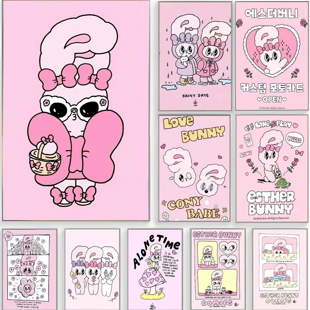 cute artwork b-bunny pink Poster Classic Wall Art  Home Decor  Peel and Stick Unframed