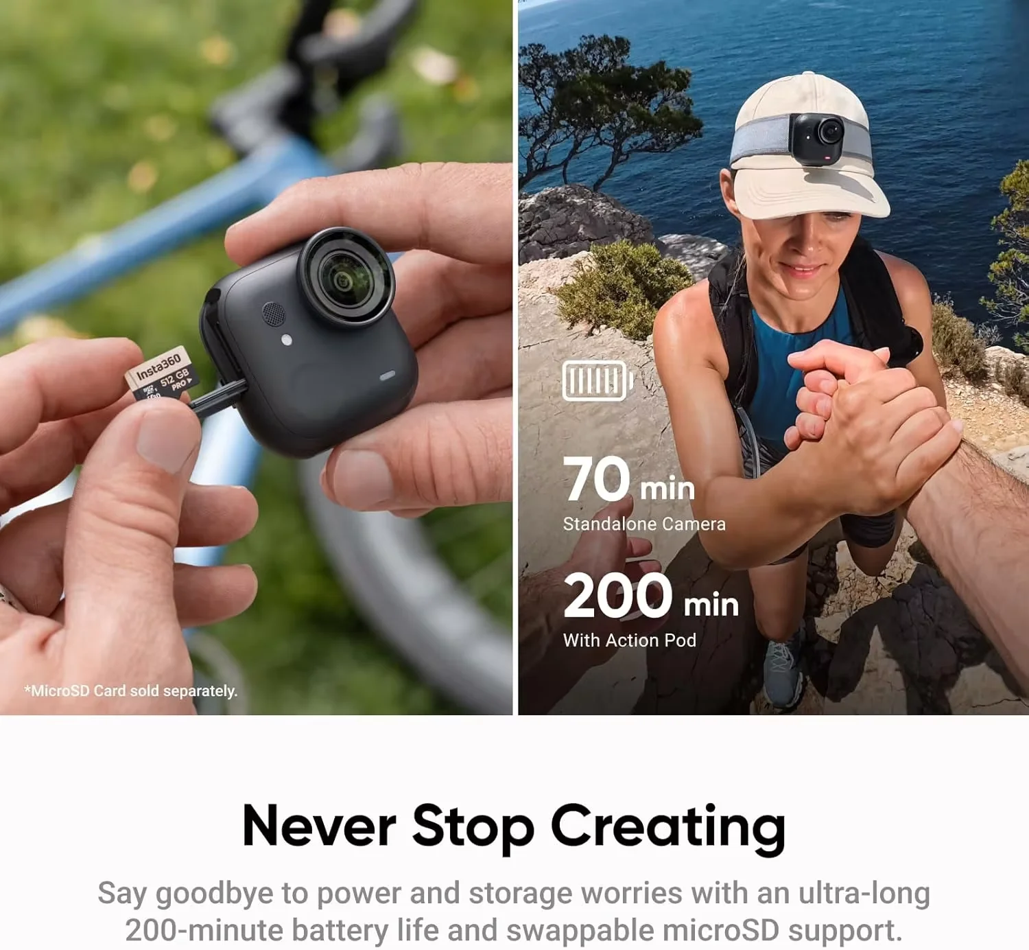 Insta360 GO, Cámara Ultraligera de 53 g con Batería de 200 min, Campo de Visión VII, 4K 60 ips, Mini Cámara Manos Libres, Alcance de 10 m 7