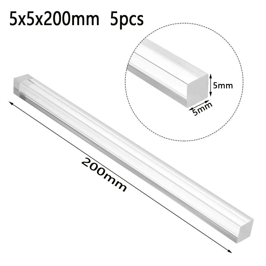 

1-10 PCS Length 100mm-500mm Acrylic square rod 3x3/4x4/5x5/6x6/8x8/10x10/15x15/20x20mm DIY craft architectural model material