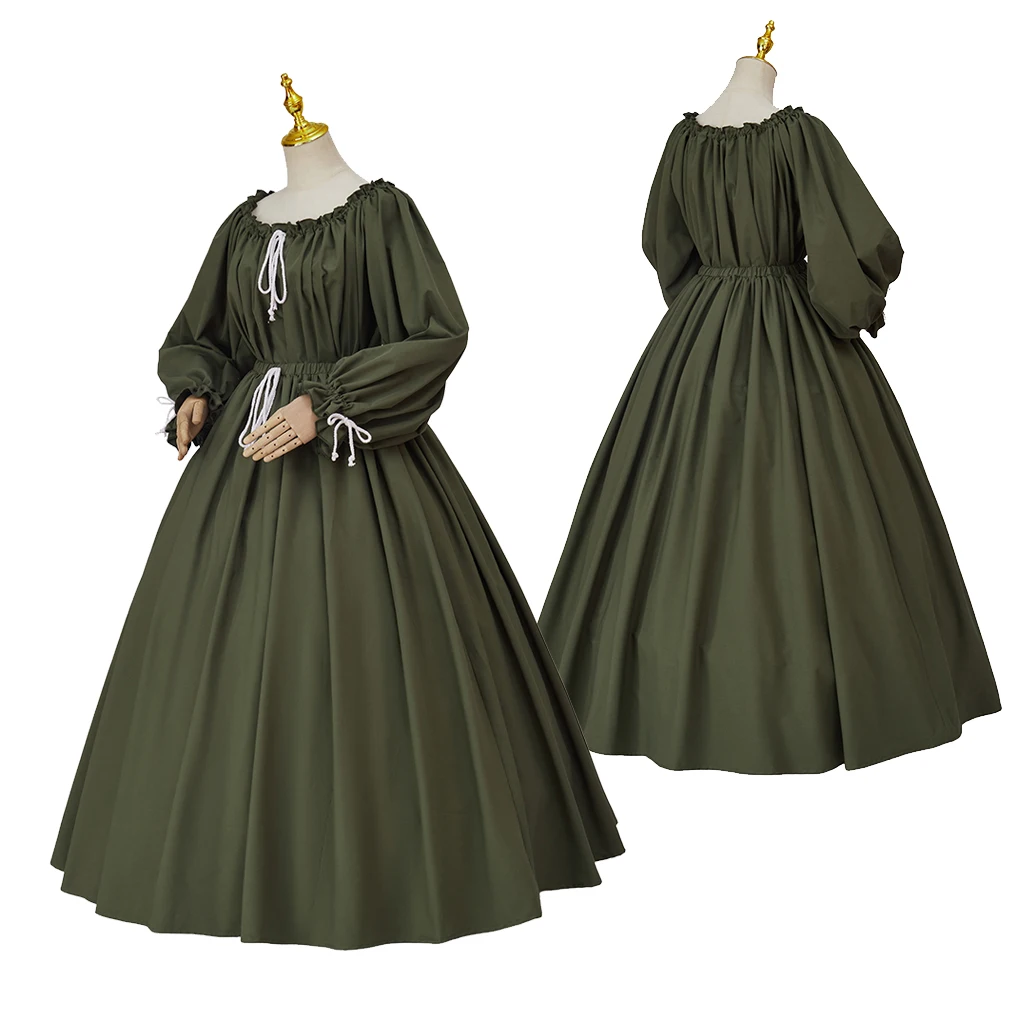 18th Century Victorian Civil War Green Dress Women Vintage Victorian Edwardian Ball Gown Costume Theater Performance Dress