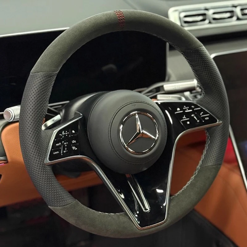 

Для Mercedes Benz S-Class S400 S450 S500L GLE450 E300L ручная работа из натуральной кожи замшевый чехол на руль автомобиля