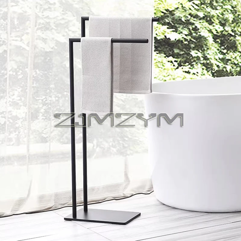 Stainless Steel Towel Rack Floor Towel Hanging Bar Bath Towel Storage Rack Drying Rack Bath Double Towel Bar
