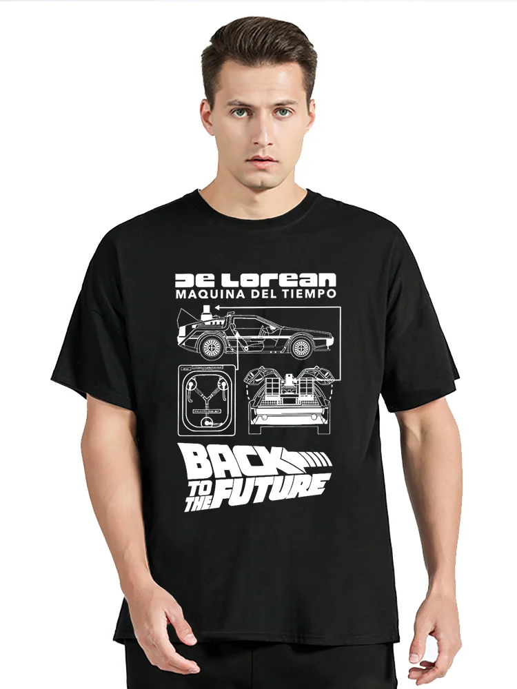 DeLorean Back To The Future Cool Cotton T-shirt Fitness T Shirt Streetwear Graphic Unisex Tops Oversized Tees Men's Clothing