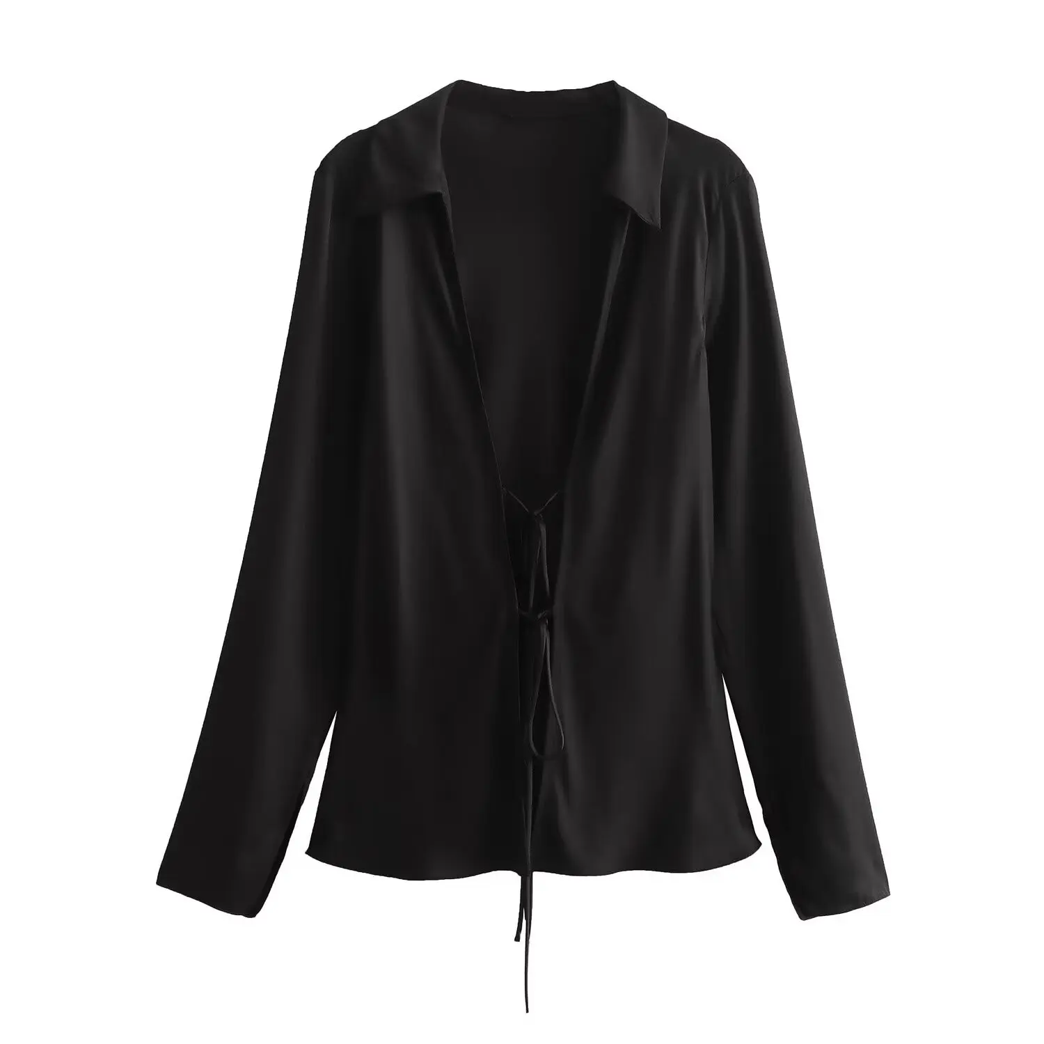 Sexy quente menina roupas leopardo impressão cetim textura camisa 2025 outono nova moda profundo v bowknot cardigan manga longa camisa solta