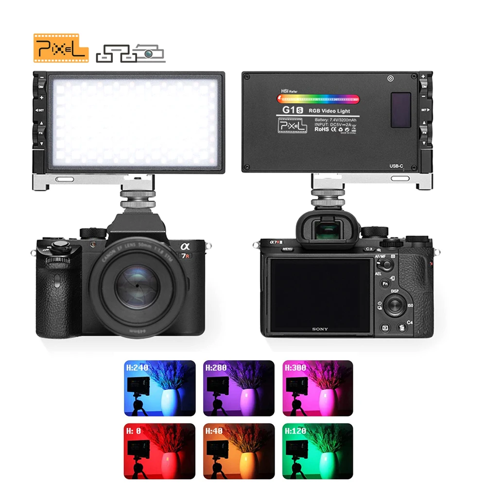 

Pixel G1S RGB LED Video Fill Light Full Color 2500K-8500K Built-in Lithium Battery for Camera Smartphone Professional Lamp