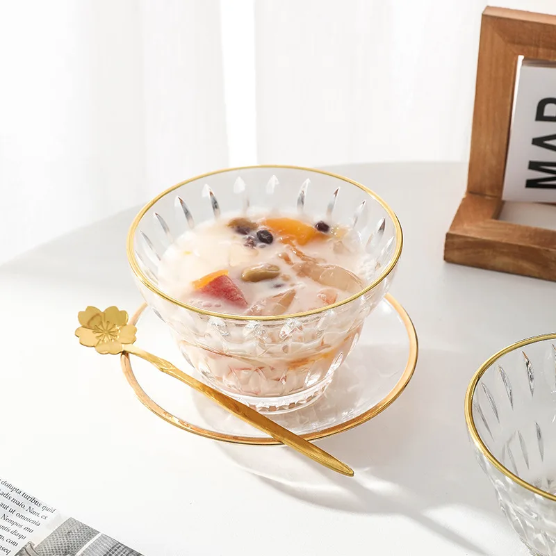 LMM high value bird's nest bowl exquisite Internet celebrity glass salad bowl Phnom Penh set household