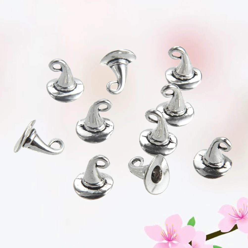 

20pcs Wizard Hat Charms Alloy Pendant Diy Necklace Supplies Silver Color Jewelry Making Bracelet Key Ring Crafts Accessories