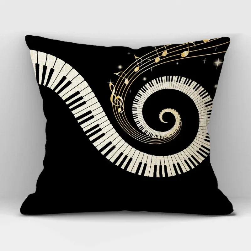 1pcs/Set Music Series Printed High Qulity Linen Decorative Pillow Case Black White Cushion Cover Car Seat Sofa Decor 45x45cm