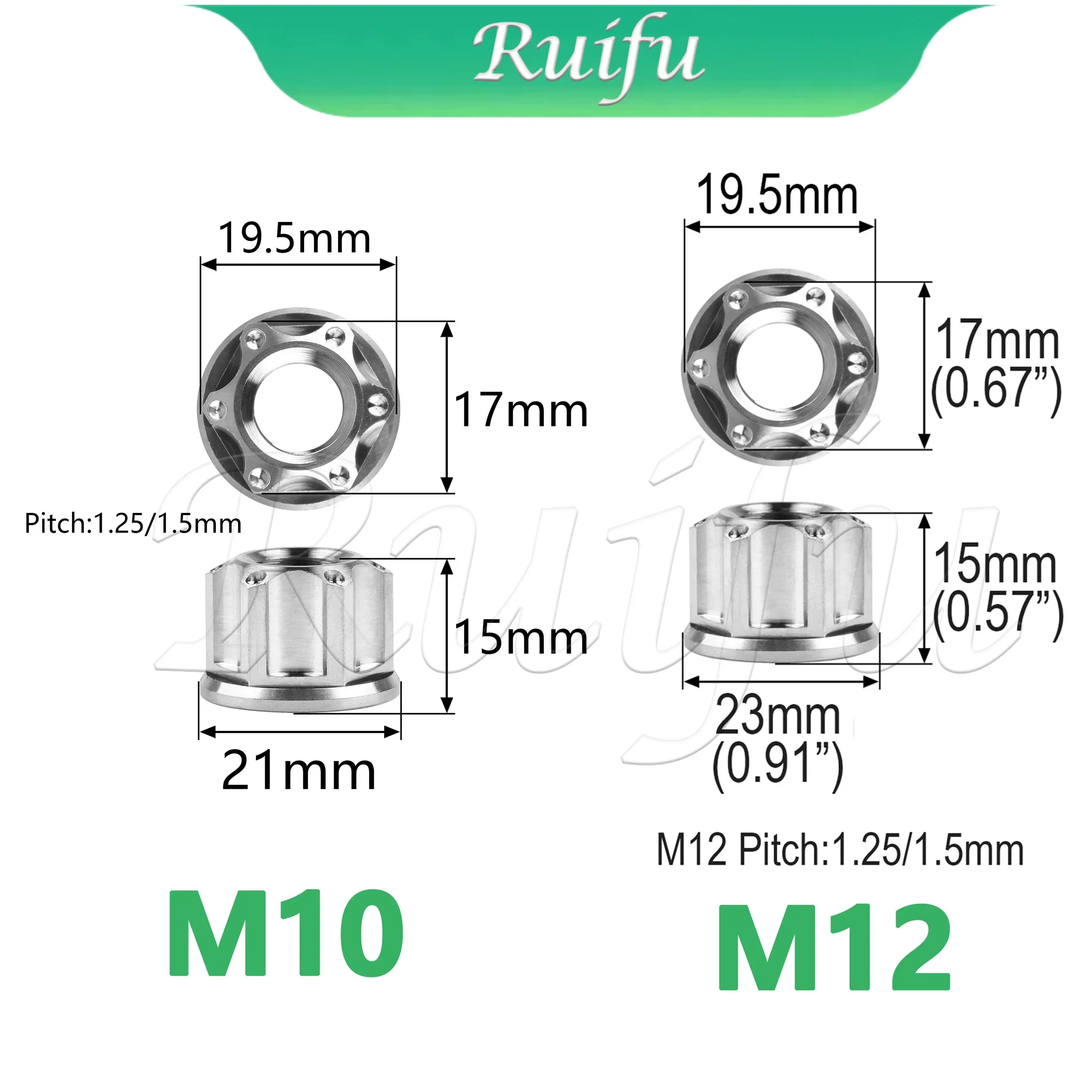 Ruifu Titanium M6 M8 M10 M12 M14 M16 Mur Flange Segi Enam Hex Mewah untuk Pengencang Titanium Poros Belakang Sepeda Motor