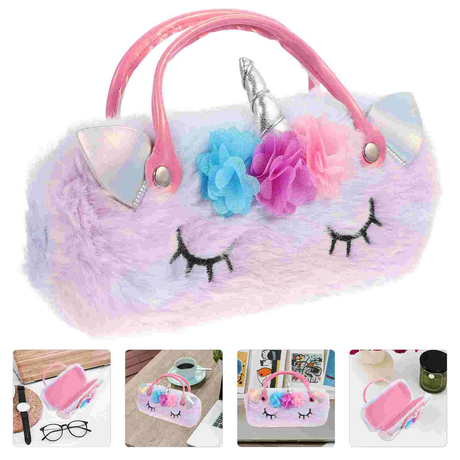 

Unicorn Glasses Case Holder for Kids Purse Portable Handheld Eyeglass Sunglasses Plush Pouch Child Handbags