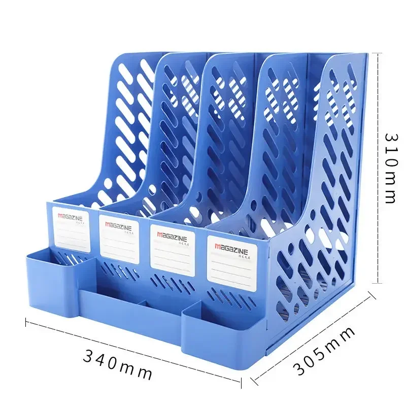 Estante de almacenamiento de plástico para escritorio, estante de clasificación de datos, marco de columna de archivos, suministros de oficina, blanco, cuádruple, nuevo