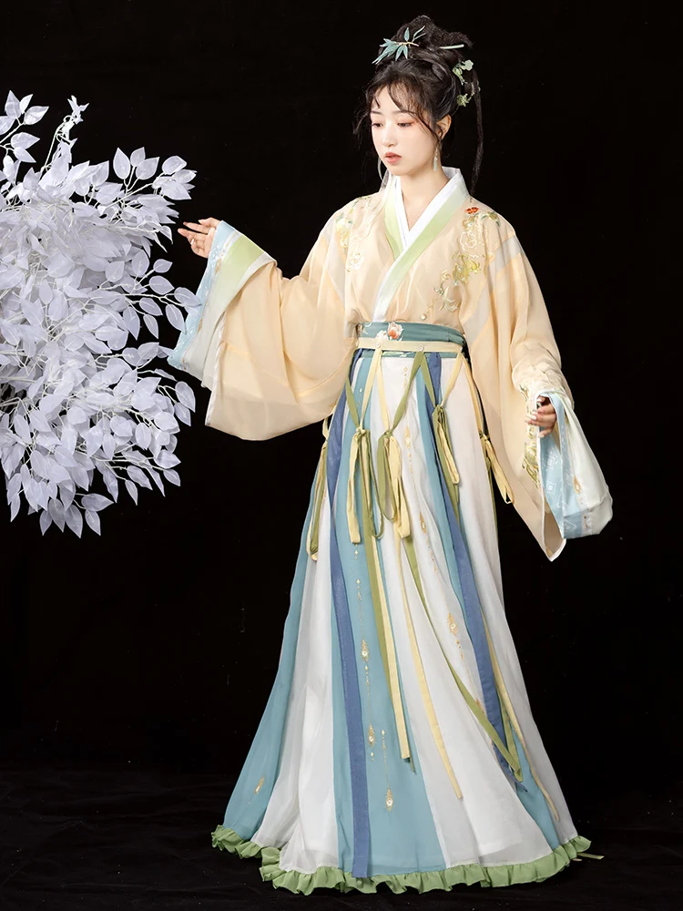 

HuaZhaoJi Classic Jun Dynas Hand Embroidered Collar irt And Skirt Set Sixteen Broken Intersecting Design Polyester Fiber