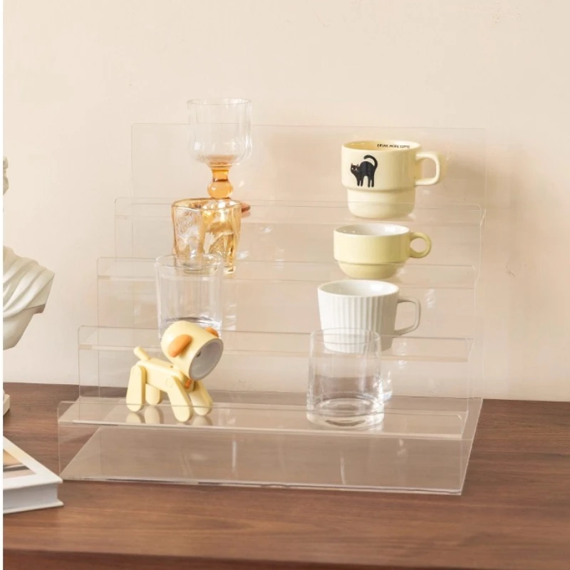 ‌Acrylic Display Stand for Live Streaming, Multi-Tiered Figure Holder, Waterproof Showcase, Home Office Storage Rack