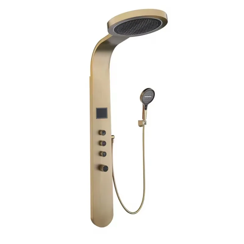 Luxury Stainless Steel Shower Column Multi Function Ambient Light Temperature Show Ceramic Valve Core Easy Installation