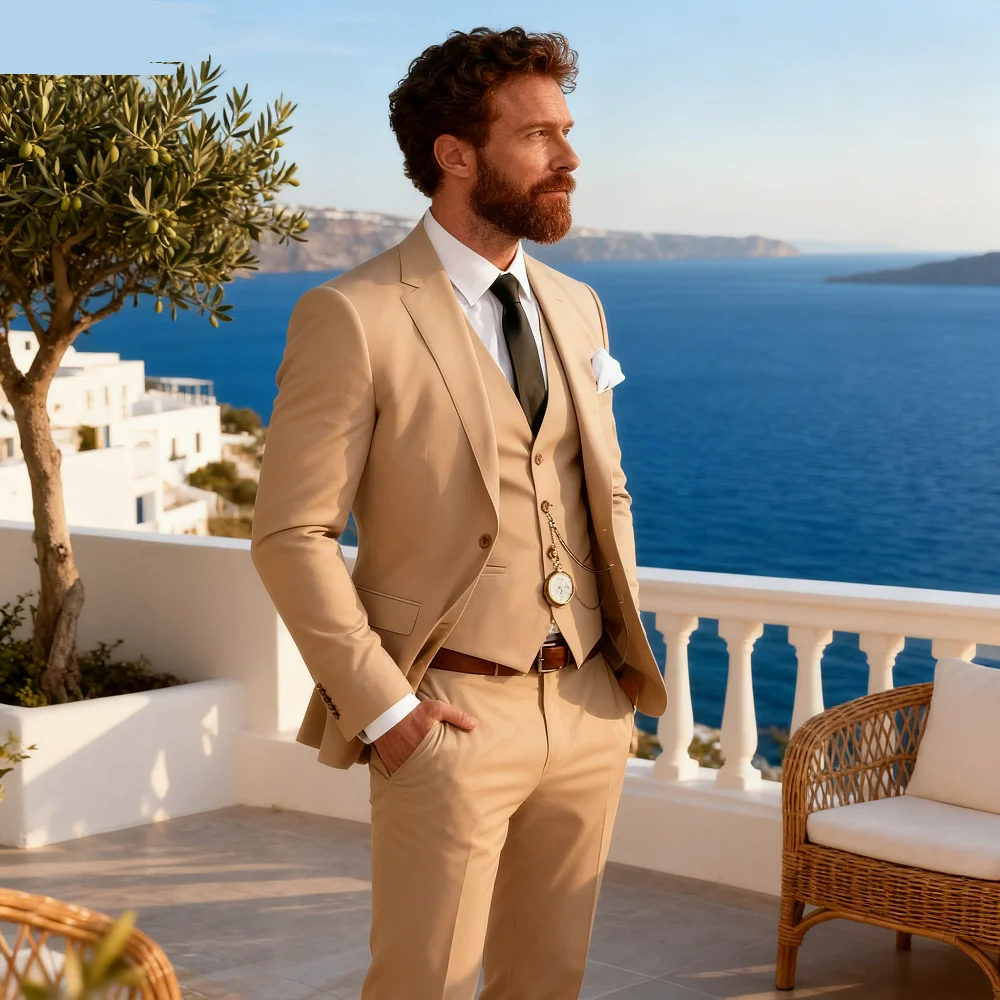 

Elegant Mint Green 3 Piece Men's Slim Fit Business Suit Notch Lapel Tuxedo Blazer Vest Pants Set for Wedding Party Prom Groom