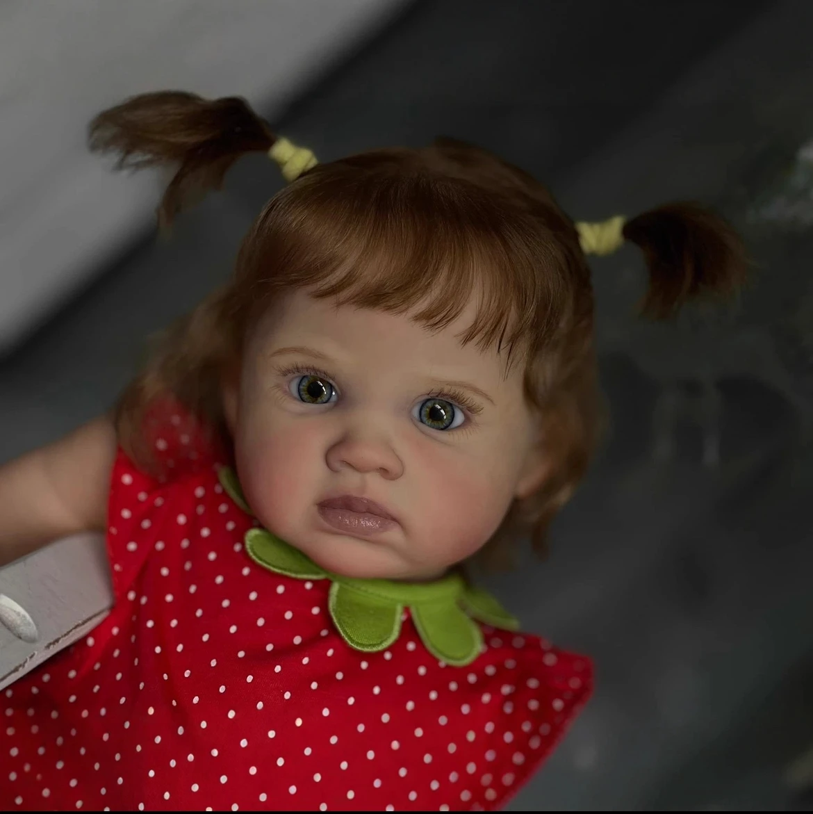 21" Realistic Reborn Baby Doll in Strawberry Dress - Lifelike Newborn with Soft Skin & Visible Veins for a Cuddly Companion