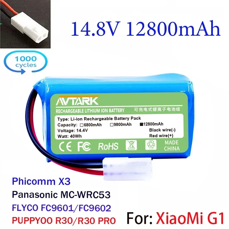 

Original 14.8V 12.8Ah Li-ion Battery for Xiaomi G1 MI Robot Vacuum-Mop Essential MJSTG1 Robot Vacuum Cleaner 18650 Battery Pack