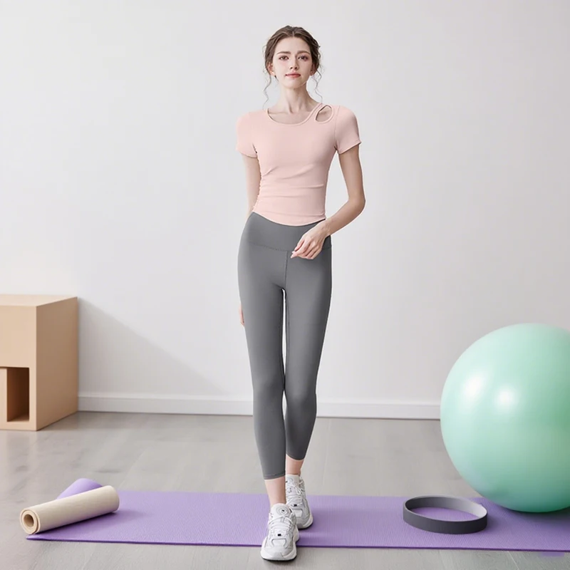 

Women's Fitness Clothes New Style With Chest Pad Short Sleeves Slim Fit High-end Sports Tops Pilates Yoga Suits