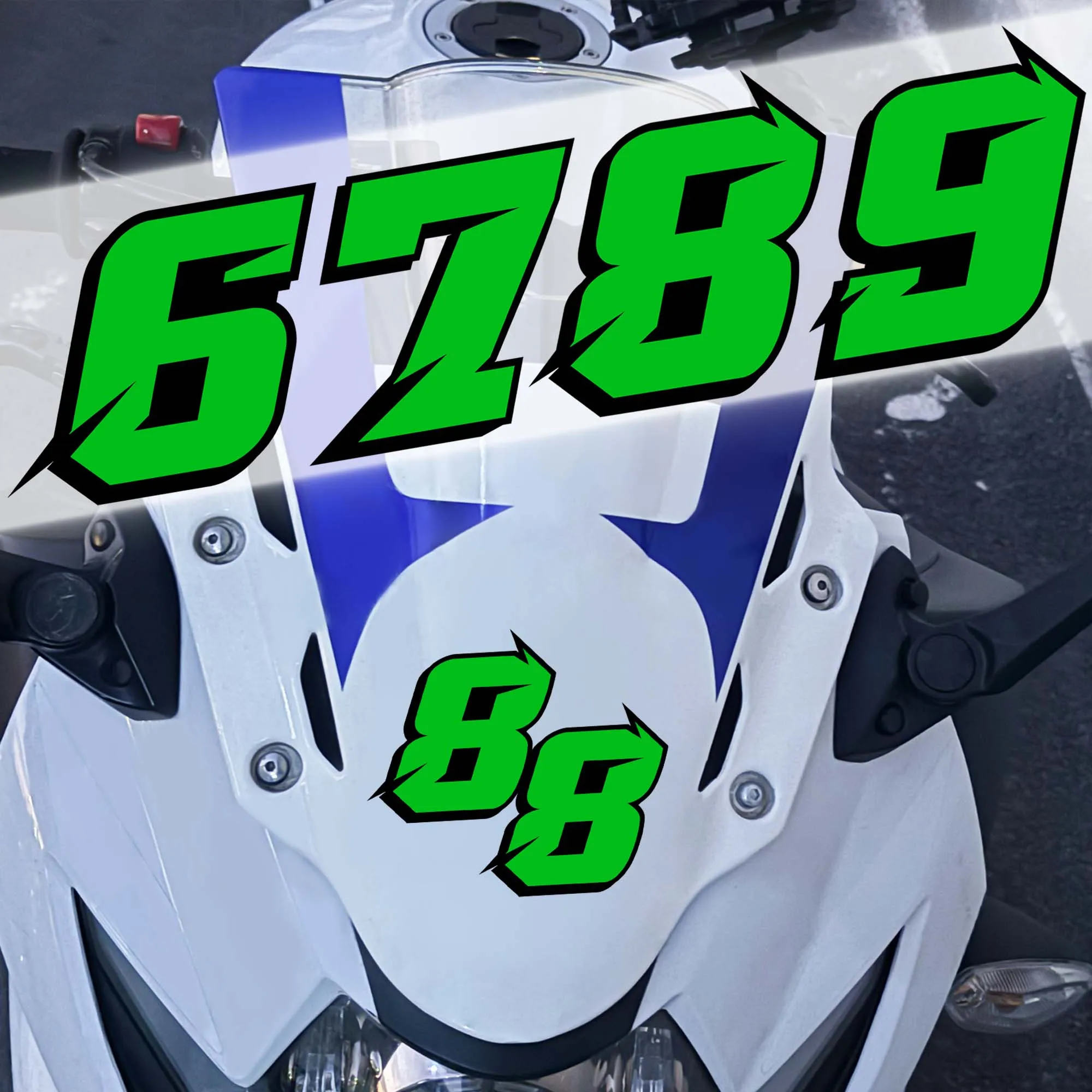 2Pcs/Set Green Waterproof Vinyl Stickers, Motorcycle Decals for Helmet Fairing Fender Fuel Tank Bike Scooter Decor
