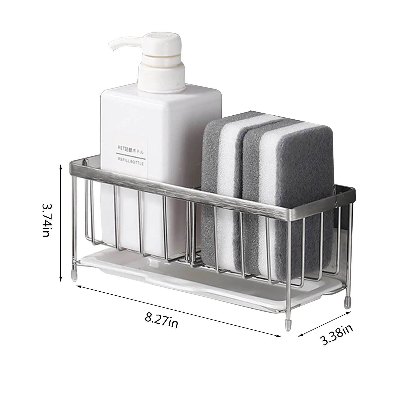 Sink Caddy Sponge Holder Kitchen Rack Sponge Holder For Sink Kitchen Sink Organizer Anti-Rust Sink Sponges Scrubbers Soap