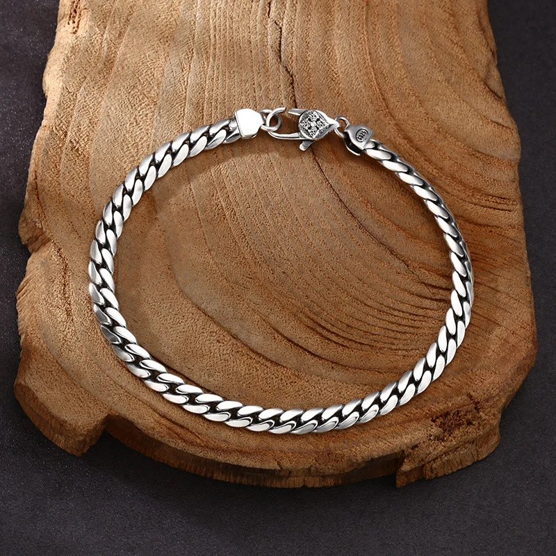 925 sterling silver bracelet personalized glossy snake bone bracelet splendid trendy Thai silver vintage distressed ornament