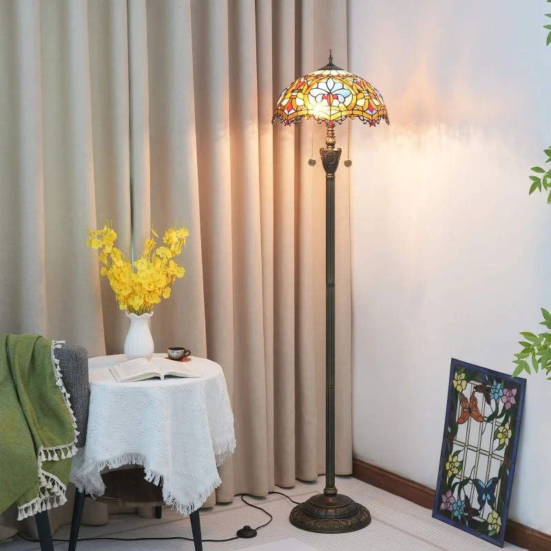 Artistic Colored Glass Lampshade Floor Lamp Modern Aesthetics LED Standing Light Villa Living Room Sofa Hotel Home Reading Light
