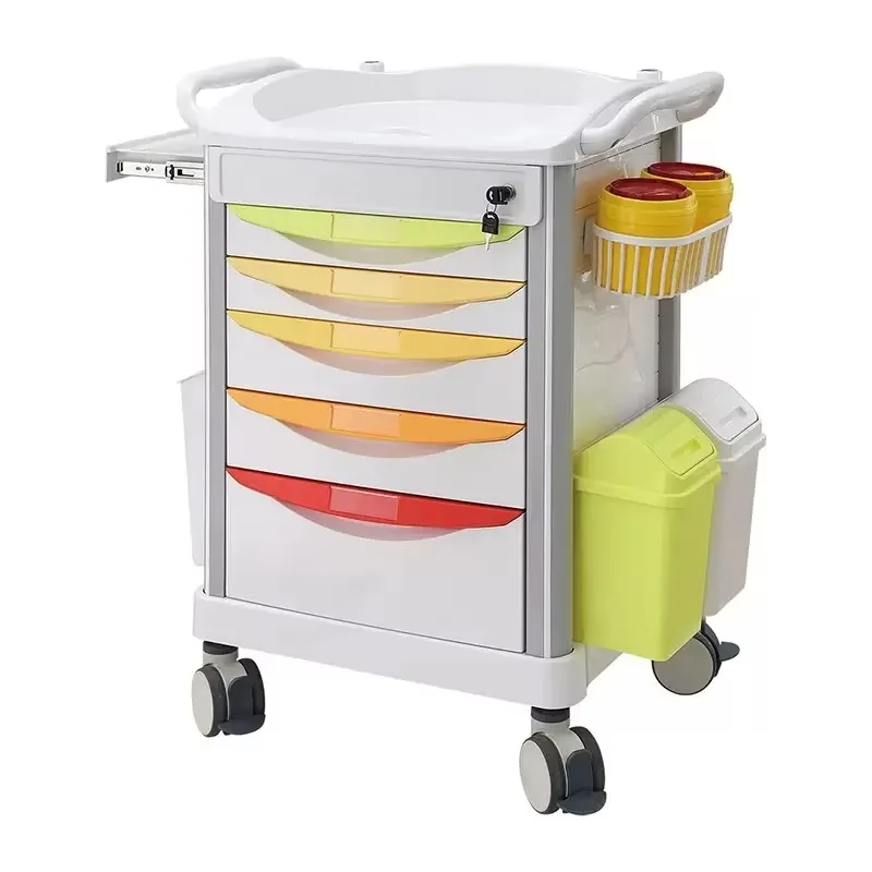

Medical Hospital ABS Plastic Trolley Cart with Drawers Hand Trolley for Clinics