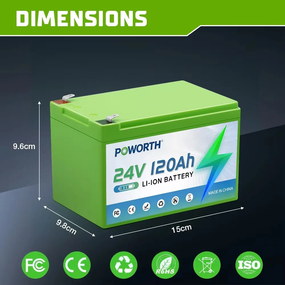 24V 18650 Lithium Battery Pack High Capacity Rechargeable Li-ion Cells for Solar Energy Storage DIY Assembly Flat Top 10AH