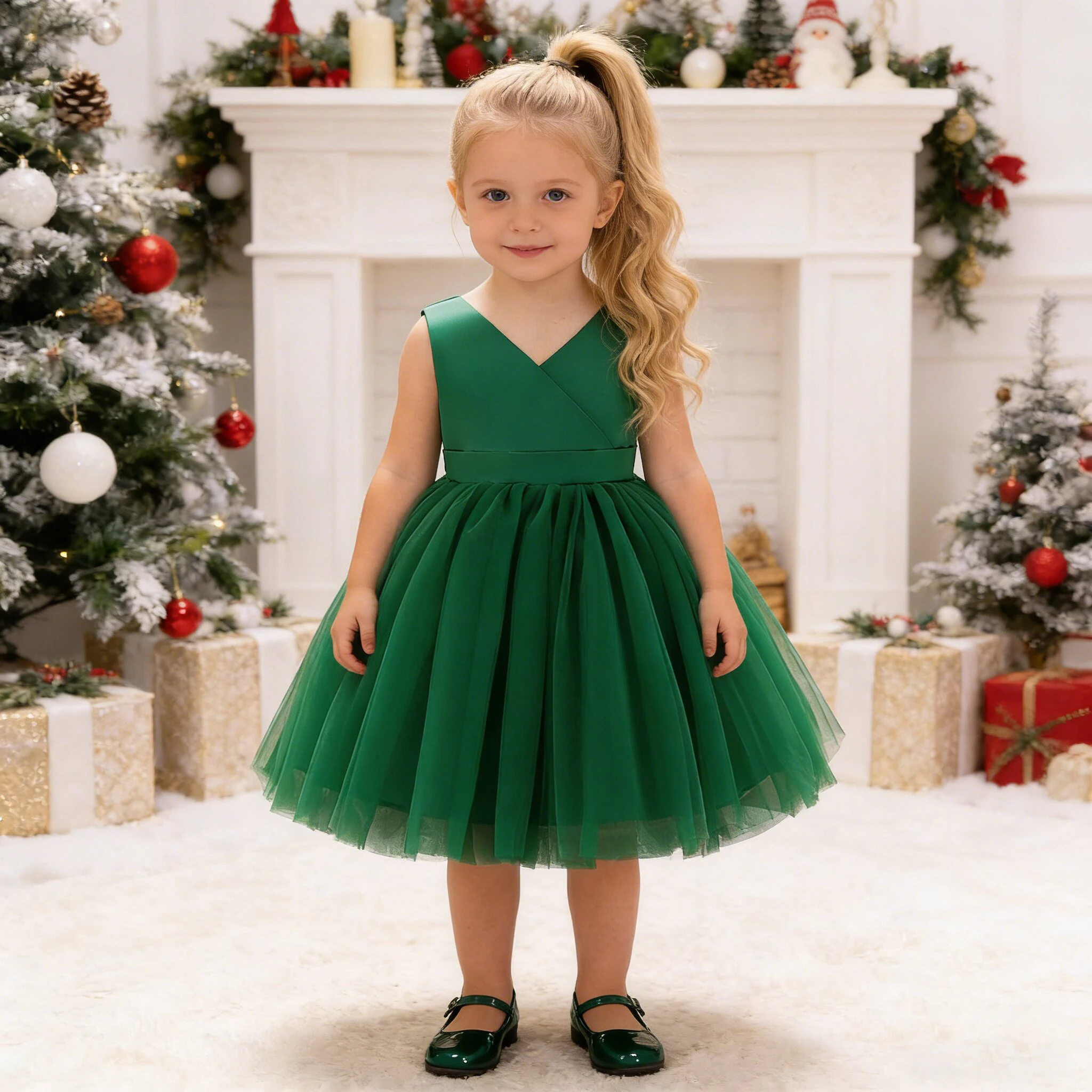 

Toddler Bow Princess Baby Girls Dress Christmas Costume Lace 1st Birthday Baptism Party Ball Gown Wedding Tutu Dresses for Girl