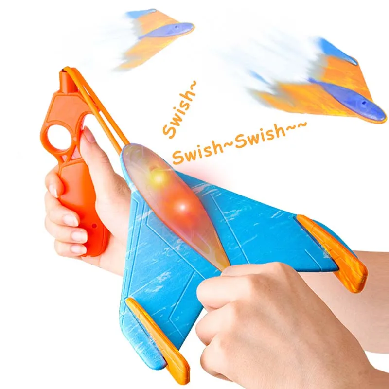 Crianças catapulta espuma aeronaves brinquedos de segurança eva boomerang voando planador pai crianças esportes ao ar livre som luz disco voador brinquedo