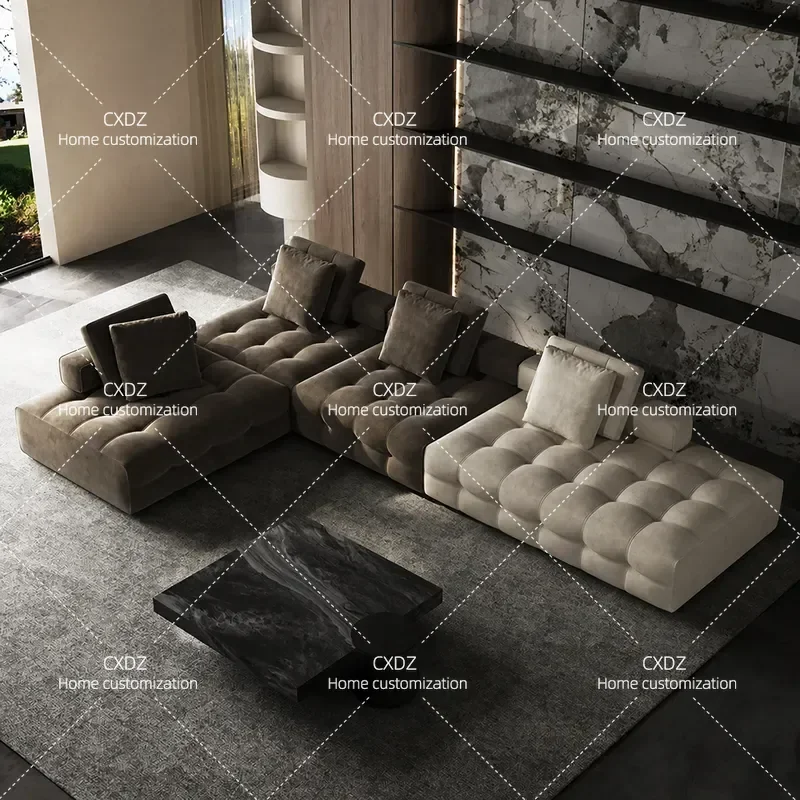Italian Minimalist Lawrence Fabric Sofa for Living Room Large Apartment High End Villa Anti Cat Scratch Technology Cloth Sofa