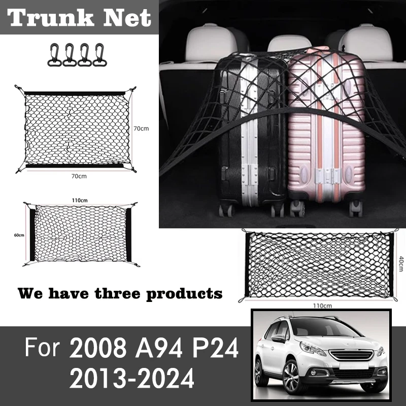 

Car Trunk Organizer For Peugeot 2008 A94 P24 2013-2024 Cargo Luggage Net Nylon Bag Storage Rear Back Cargo Nets Trunk Mesh Parts