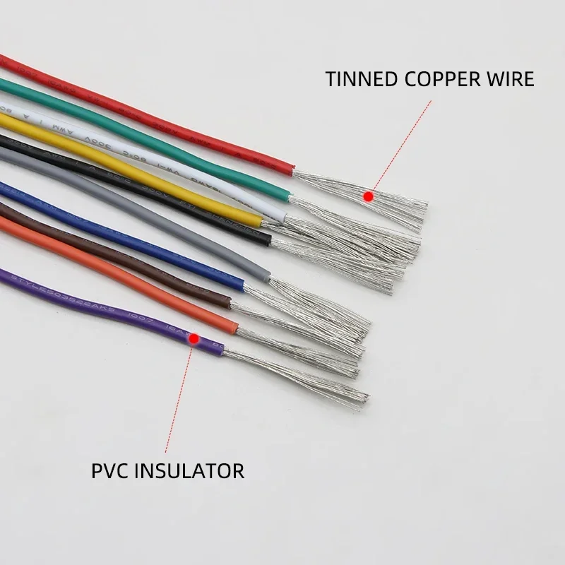 Ul1007 Elektrische Draad In Rol 30/28/26/24/22/20/18/16awg Pvc Geïsoleerde Vertinde Koperen Kabel 300V Led Lamp Verlichting Lijn Kit