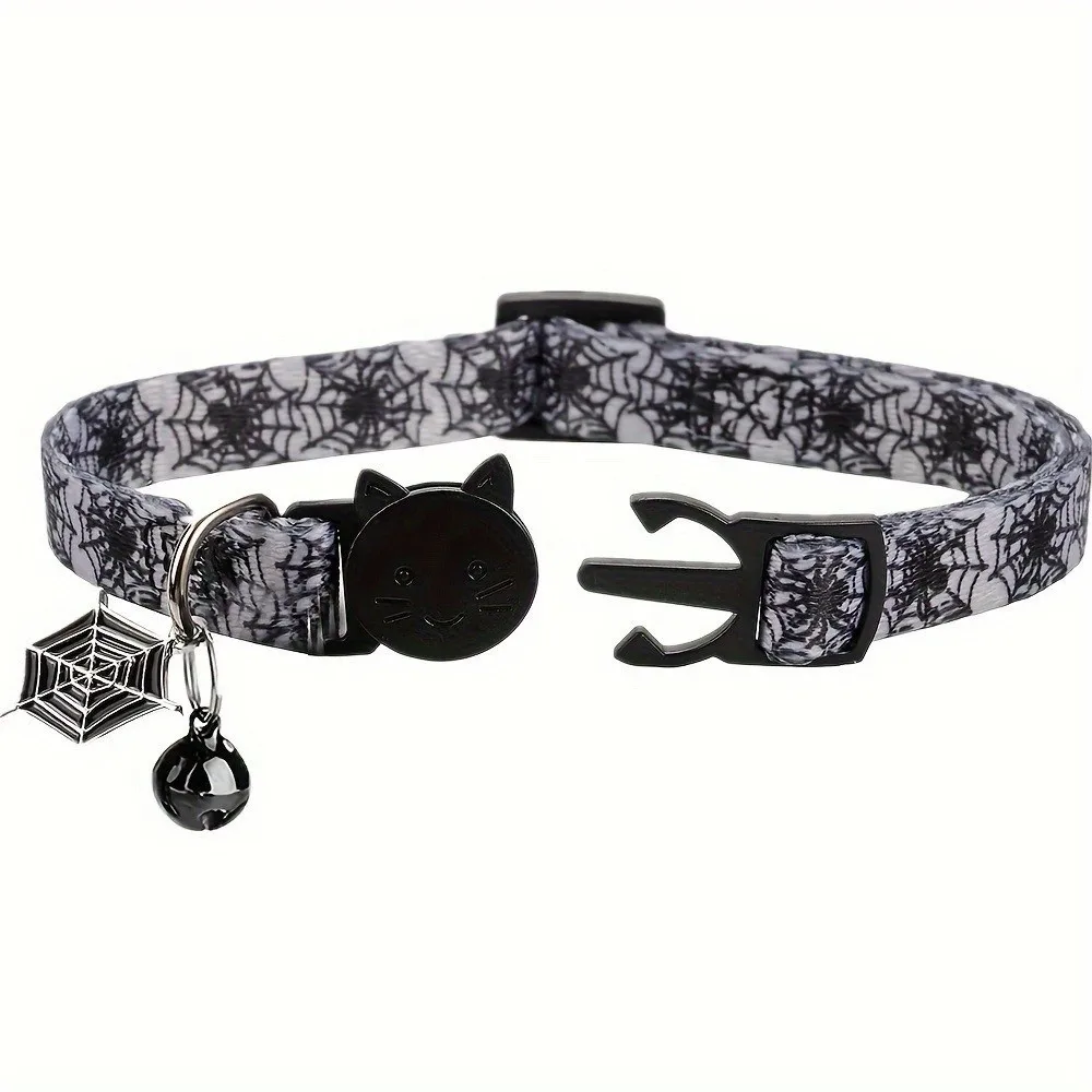 Polyester Halloween Cat Collar Decorative Charm Adjustable Safety Buckle Pet Safety Buckle Collar Festive Design