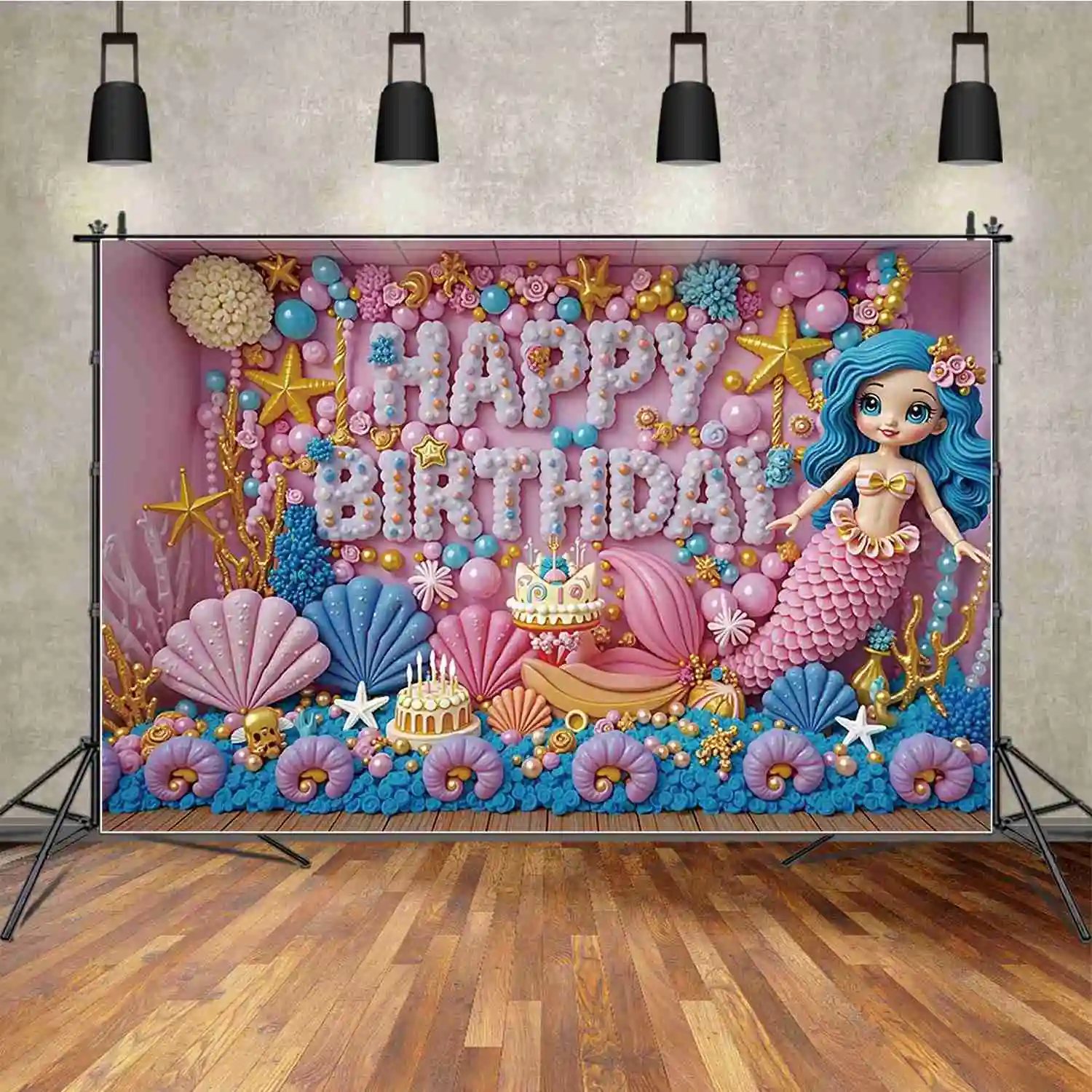 MOON.QG Baby Birthday Photography Background Mermaid Unicorn Party Rainbow Decoration Photocall Backdrops Home Stuido Photobooth