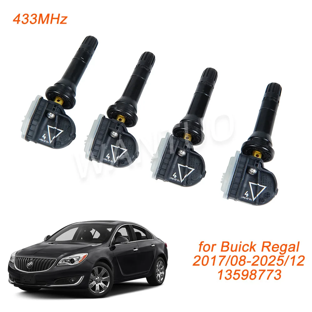 13598773 1/4 Uds 433MHz TPMS Sensor de monitoreo de presión de neumáticos para Buick Enclave Encore Excelle III LaCrosse Regal Velite Enclave