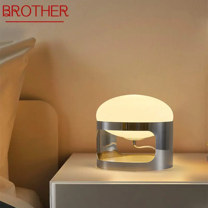 

BROTHER Nordic Glass Table Lamp LED Creative Simplicity Bedside Desk Light for Home Living Bedroom Decor