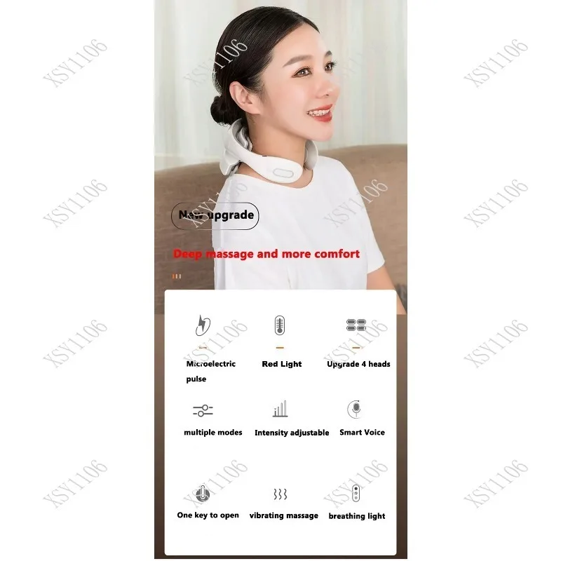 

Умный портативный массажер для шеи с вибрацией красного света — устройство для ухода за шейными позвонками и плечами