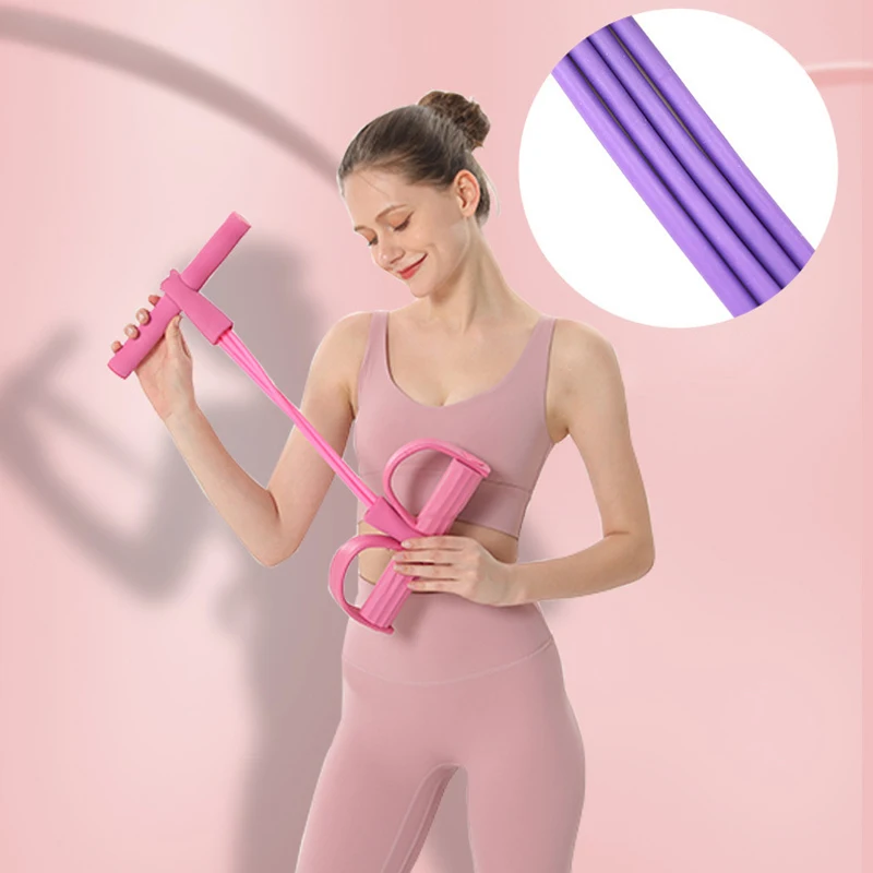 Stirrup Puller Elevation High Elastic TPE Sit-Up Aids Fitness Yoga Four Tubes Stirrups Tension Rope Four Colors To Choose From