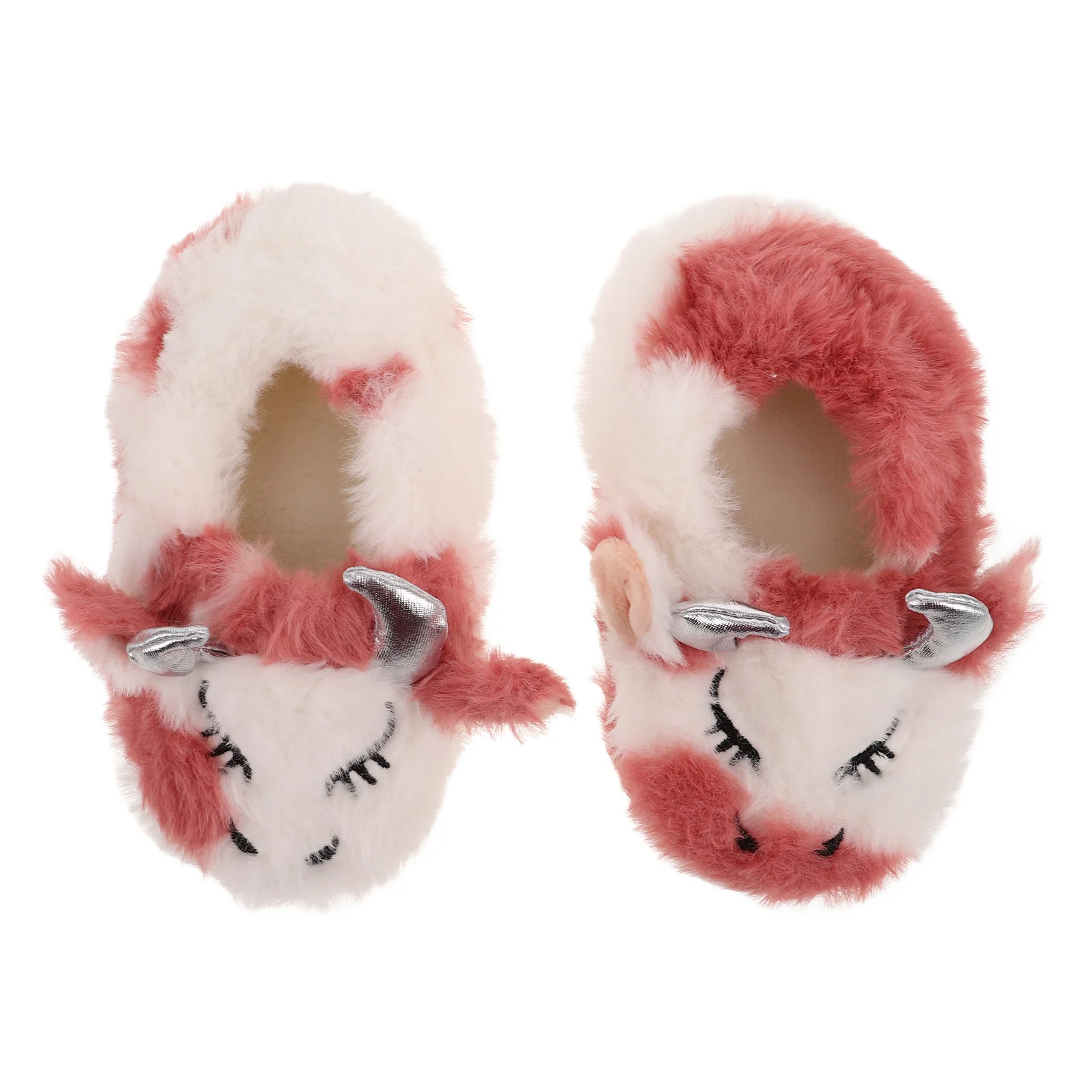 Baby Girl Furry Slippers Little Girls Imitation Rabbit down Toddler House Child Kids Cow